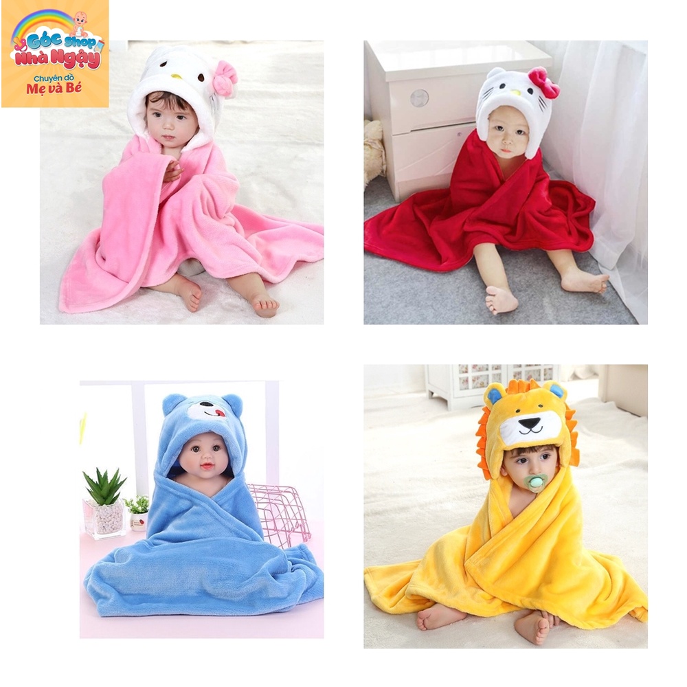 Chăn ủ bằng lông hình thú xinh xắn có mũ - chăn ủ mùa đông cho bé sơ sinh