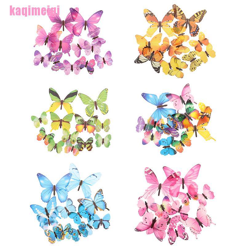 Set 12 Miếng Dán Tường Hình Bướm 3d Dạ Quang Độc Đáo