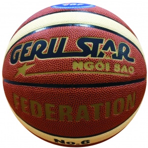 Quả bóng rổ Geru star Size 6 (B6) PU 2M Federation - Dán - Dungcusport tặng lưới + kim bơm