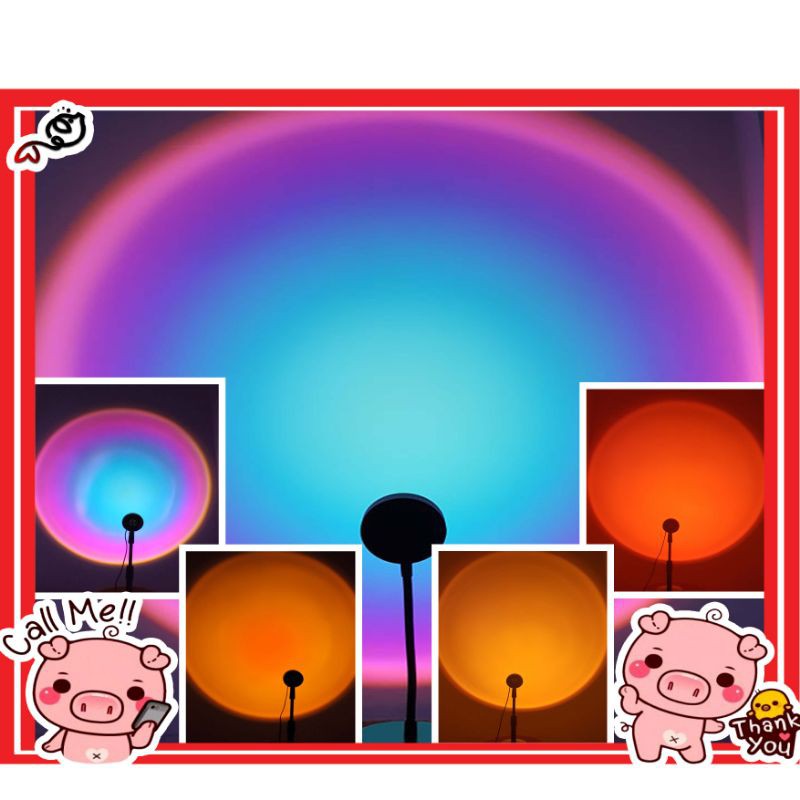 (Sẵn Hàng SG,Đ.Biệt 5 IN 1 mix film nhiều Màu) Đèn Hoàng Hôn, Sunset, Rose, Led Sống Ảo Hot trend tiktok Bốn Màu