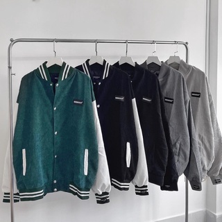 Bomber. áo khoác bomber missout nhung tăm tay phối trắng unisex form rộng cho nam và nữ