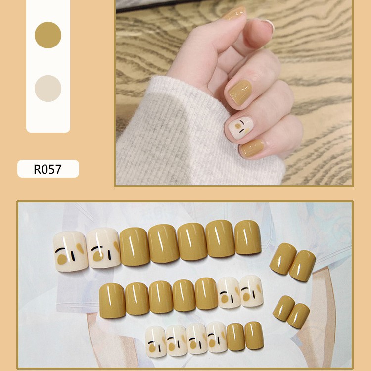 Bộ nail móng taygiả trang trí 3D 24 miếng có keo kèm theo xinh xắn R041-R060 chống thấm nước
