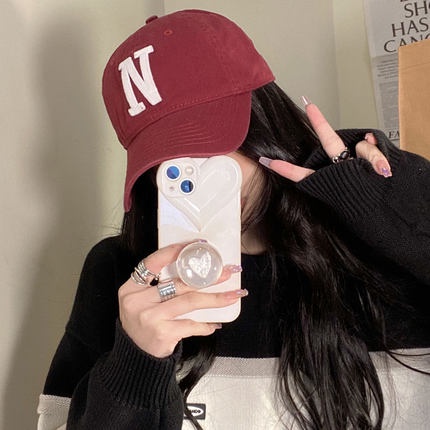 Mũ Lưỡi Trai Vải Cotton In Chữ N Kiểu Hàn Quốc Cá Tính