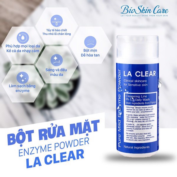 Bột rửa mặt Enzyme 3 Cách Dùng La Clear Pure Mild Enzyme Powder