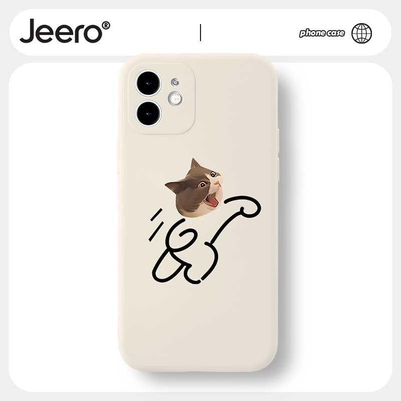Ốp lưng JEERO mềm hoạt hình cặp đôi dễ thương đẹp độc lạ đen cho iPhone 13 12 11 Pro Max SE 2020 X XR XS 8 7 6S 6 Plus HFF1183
