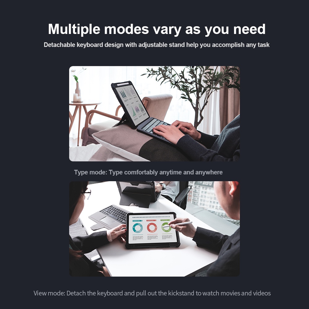 Bao Da Máy Tính Bảng NILLKIN Có Bàn Phím Bluetooth Và Ngăn Đựng Bút Cho iPad pro 11 2021 iPad pro 12 9 2021 9th Generation Giá Đỡ