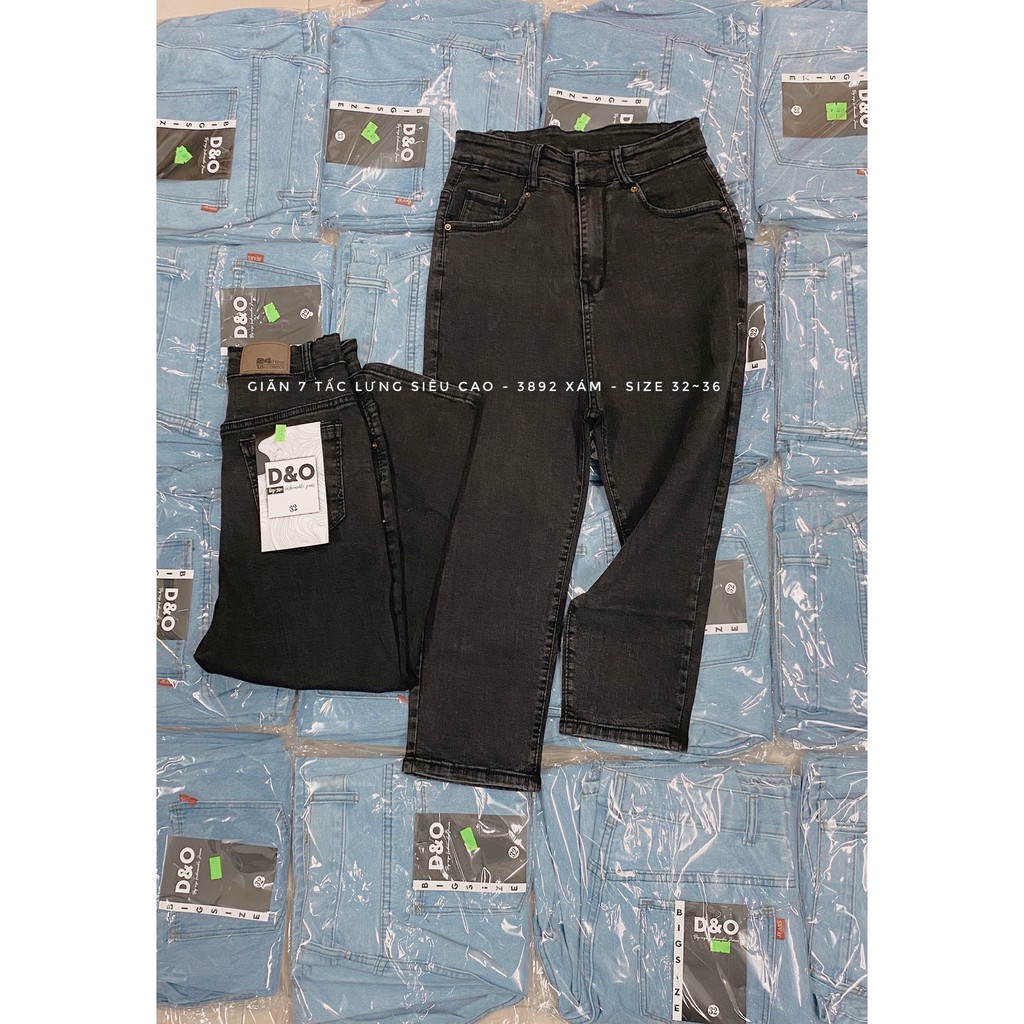 Quần Jeans Lửng 7 Tấc QUA GỐI Lưng Siêu Cao Trên Rốn , XÁM ĐẬM , Co Giãn Mạnh, Tôn Dáng Gọn Eo Bụng