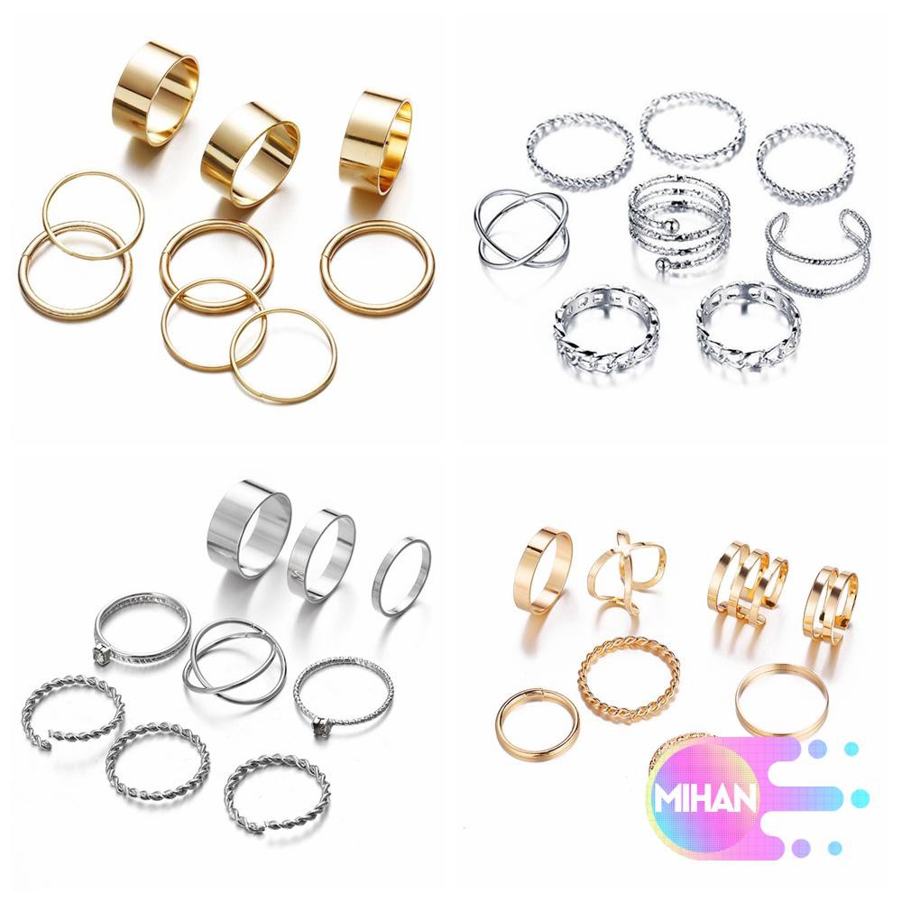 Bộ Nhẫn Đeo Khớp Ngón Tay Thời Trang Vintage Nhiều Màu Dành Cho Nữ Mihan1
