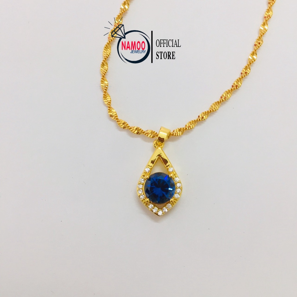 Dây Chuyền Đính Đá Nữ, Mặt Dây CHuyền Vàng Mạ 24 Cao Cấp V503 Namoo Jewelry