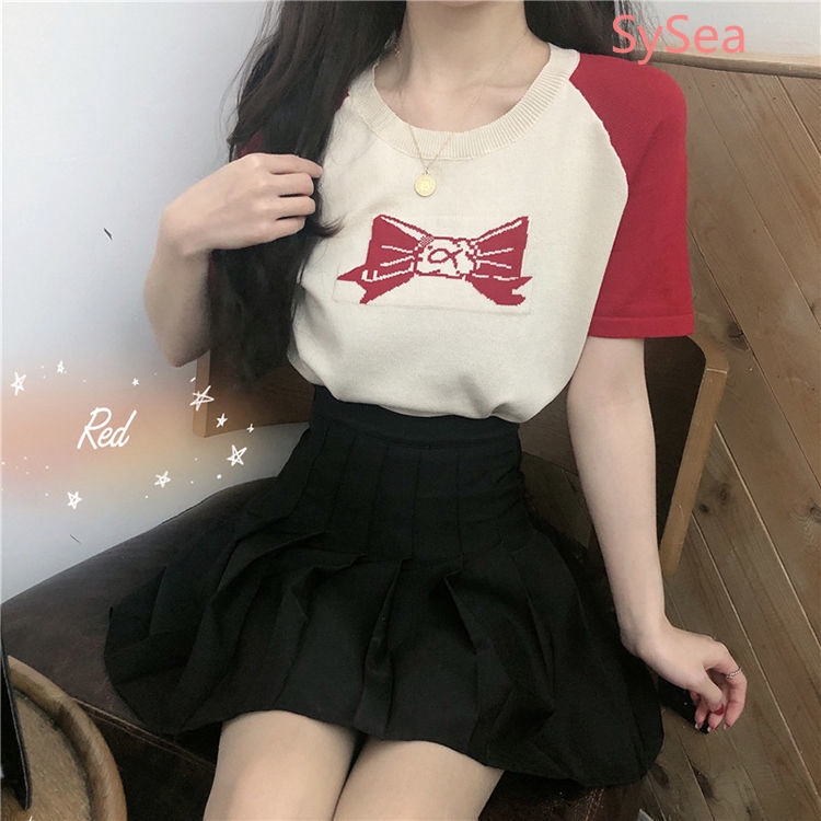 Áo tay ngắn dệt kim thời trang mùa hè cho nữ