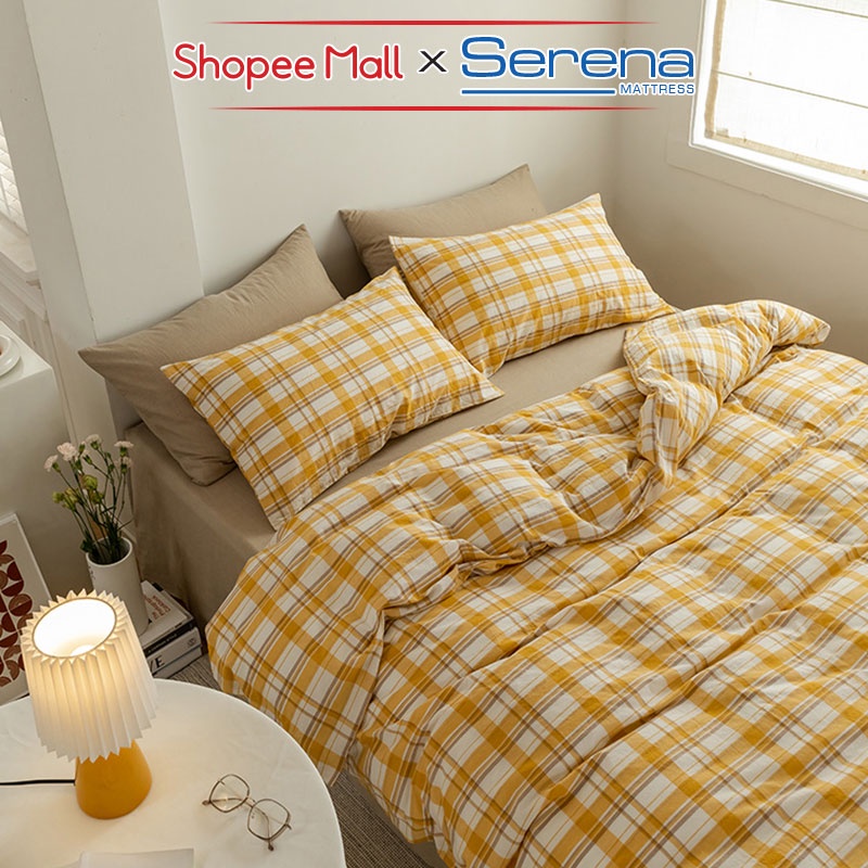 Chăn Ga Gối Nệm 5 Món Cotton Tici SERENA Cao Cấp Bộ Vỏ Chăn Ra Drap Gối Đệm Trải Bọc Giường Trần Bông Đẹp Chính Hãng