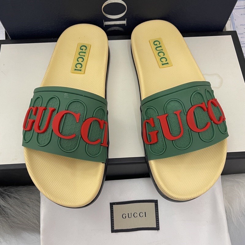 (Có Video + Ảnh Thật) Dép Gucci Họa Tiết GC Đế Cao Su Chống Nước - Dép Quai Ngang Nam Nữ Thời Trang Cao Cấp Hottrend