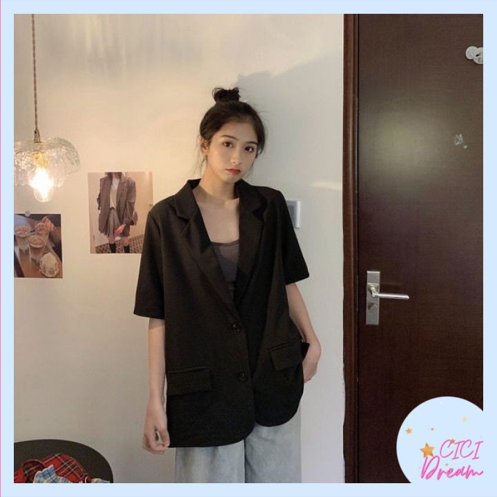 Áo khoác blazer cộc tay, áo vest nữ ngắn tay 1 lớp phong cách Hàn Quốc freesize nhiều màu