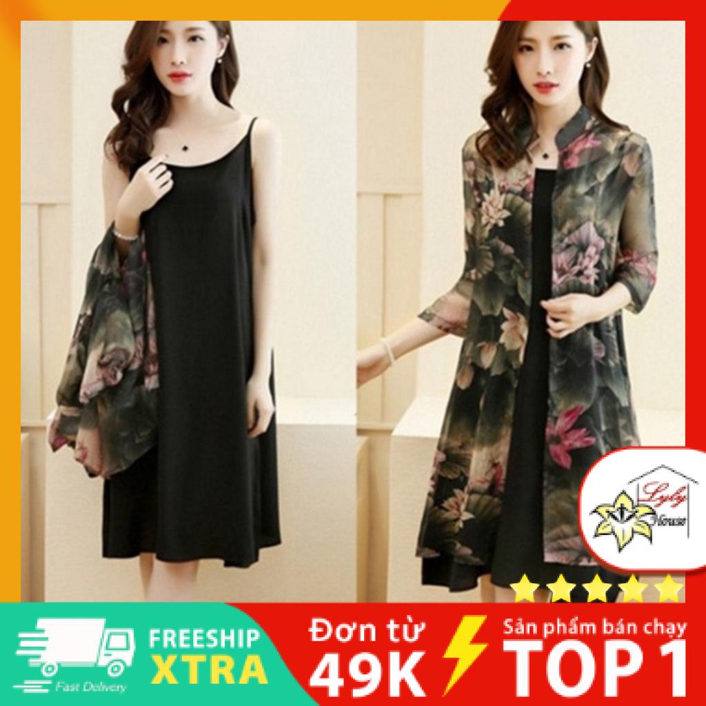 Đầm nữ dáng suông dành cho người mập , đầm voan trung niên kèm váy dây đủ các size từ s đến 5xl