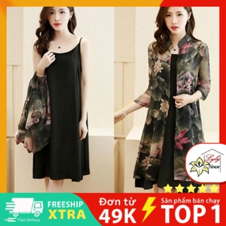 Đầm nữ dáng suông dành cho người mập , đầm voan trung niên kèm váy dây đủ các size từ s đến 5xl