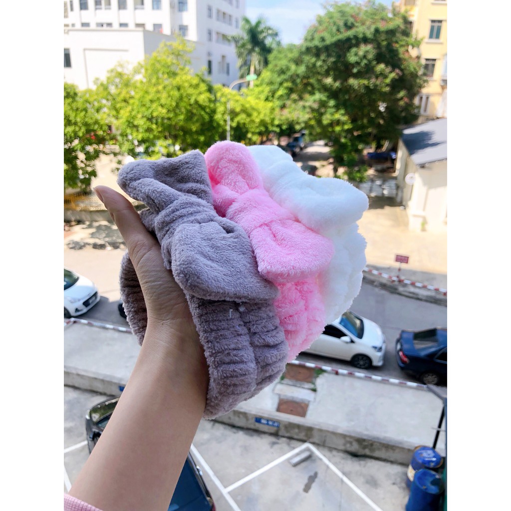 (Có Bán Sỉ) Băng đô rửa mặt, băng đô nhung đính nơ xinh xắn