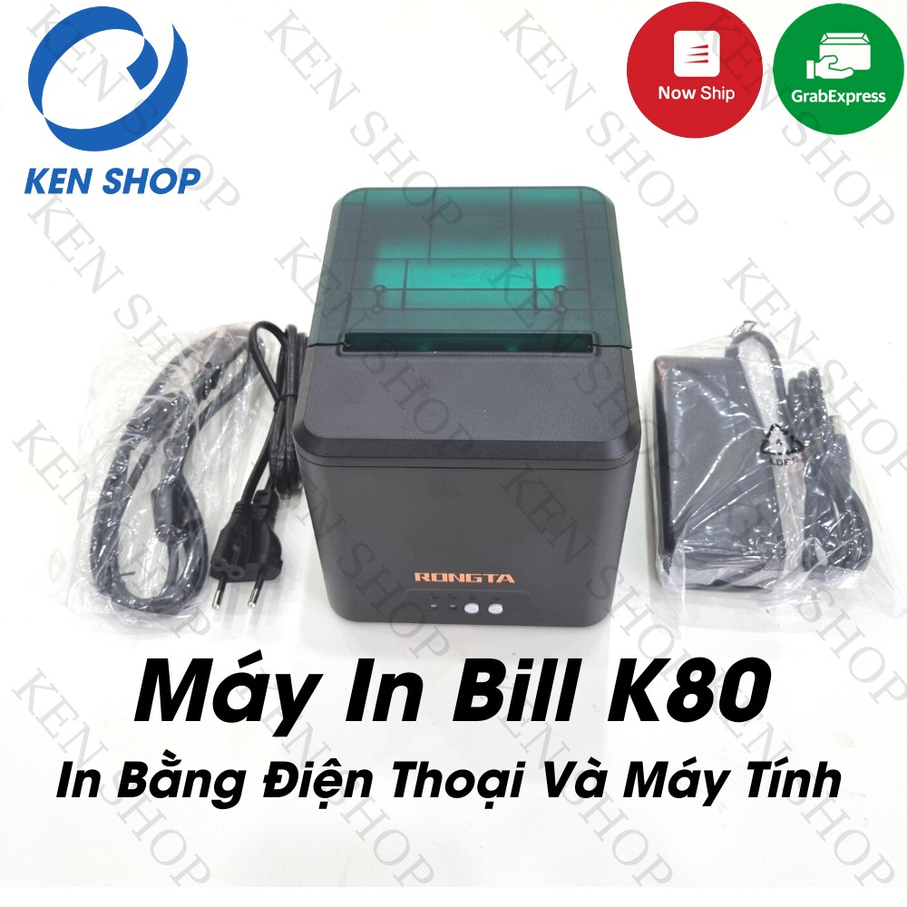 Máy in hóa đơn K80 Rongta LAN WIFI in Bill không dây từ điện thoại &amp; máy tính PC dùng giấy 80mm có cắt giấy tự động