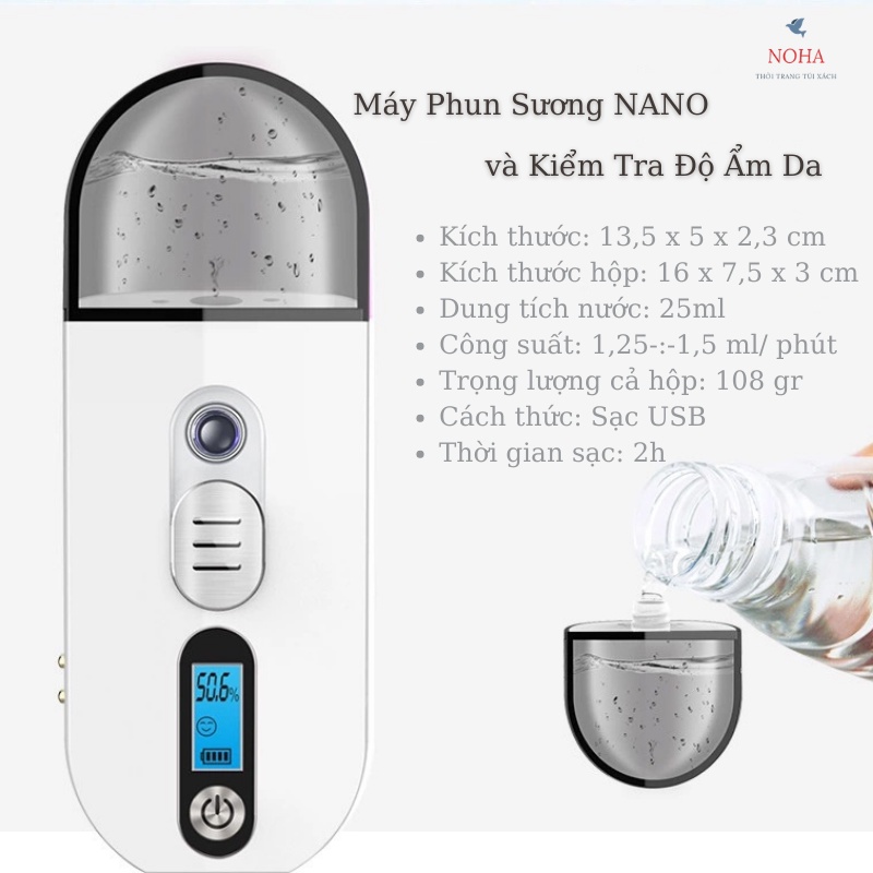 Máy Phun Sương Xông Hơi Mặt NaNo Mini Cầm Tay Hỗ Trợ Dưỡng Da Cấp Nước Tối Đa PS1810