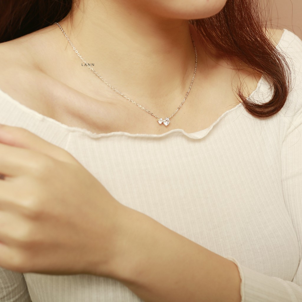 Vòng cổ 2 đá to nhỏ BẠC S925 LANN N165