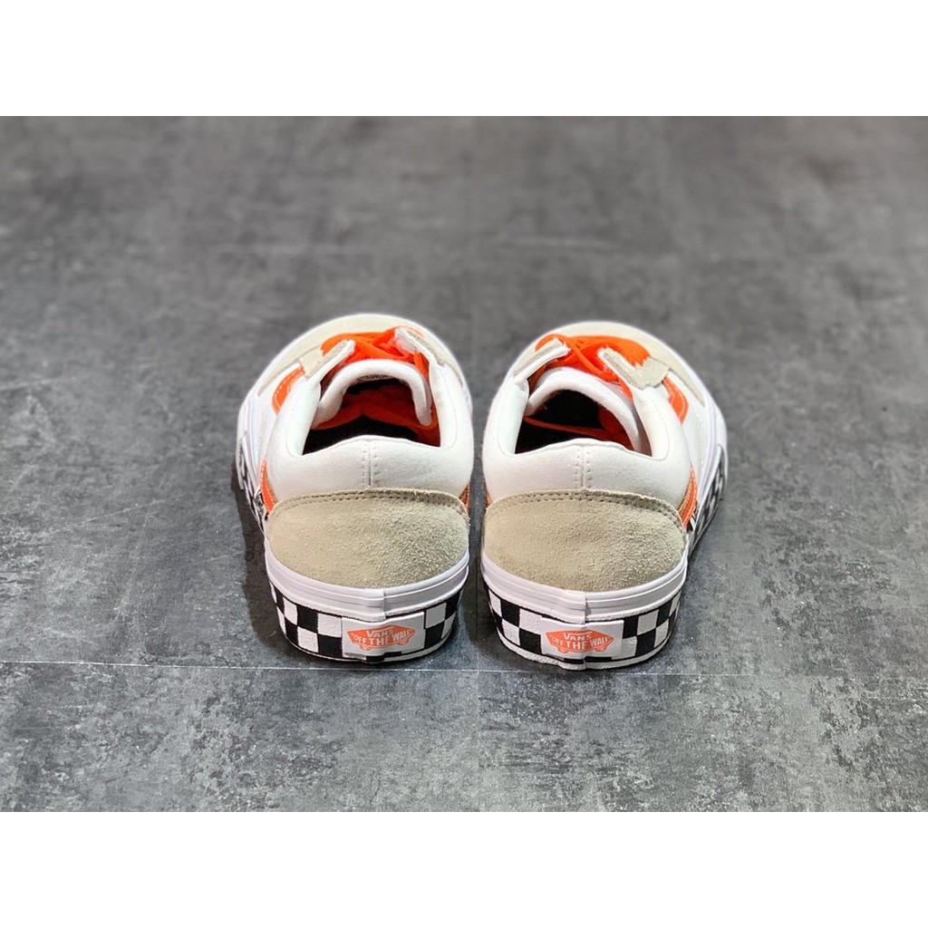 【Giá đặc biệt】Vans Old Skool PRO Beige Orange Checkerboard Giày vải đường phố thấp trên