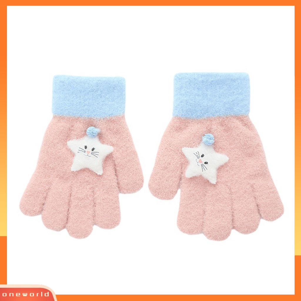 |Bộ Đồ Bơi Một Mảnh Dành Cho Nữ| 1 Đôi Găng Tay Đan Len Hình Ngôi Sao Năm Cánh Màu Sắc Tương Phản Thời Trang Thu Đông Cho Bé 6-13 Tuổi