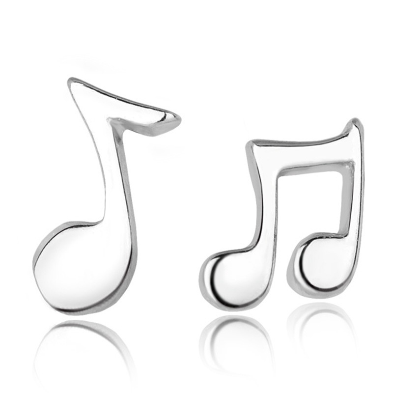 1 Đôi Bông Tai Mạ Bạc Hình Nốt Nhạc May Mắn WH104