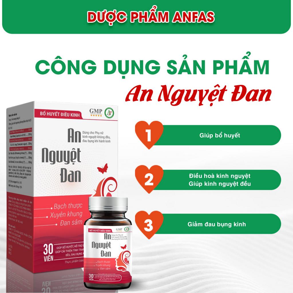 Giảm rối loạn kinh nguyệt An Nguyệt Đan Anfas  giảm đau bụng kinh, bổ huyết điều kinh