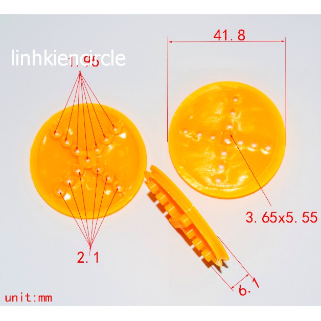 6 cái ròng rọc nhựa mini 42mm trục 2mm DIY mô hình - LK0238