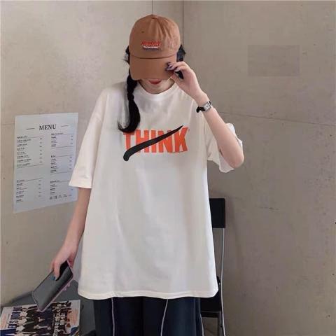 Áo thun Think suông onesize unisex - Phông cổ tròn in chữ nhiều màu tay lỡ dáng rộng nam nữ
