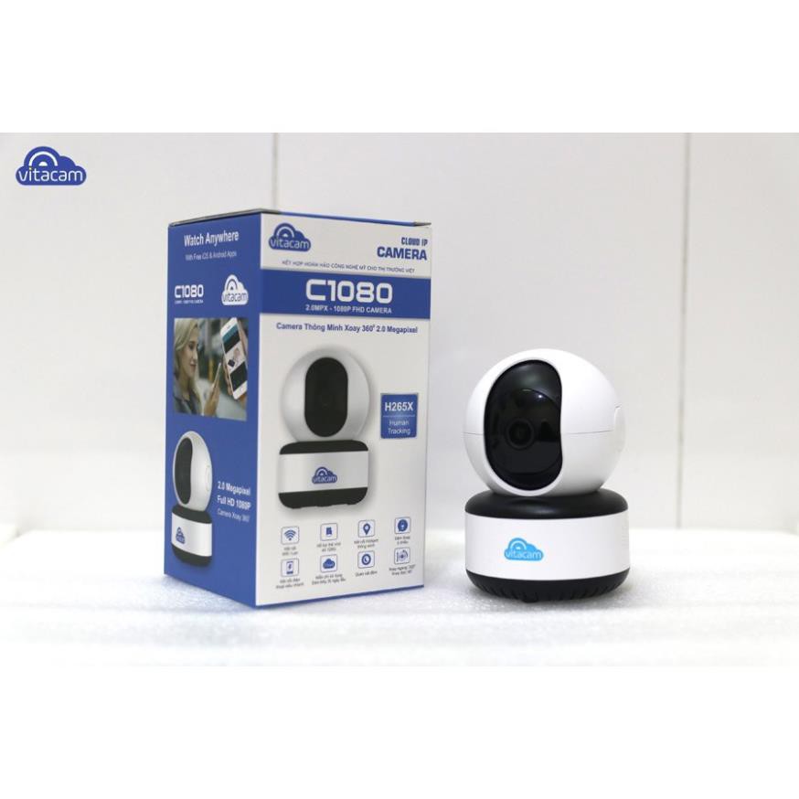 CAMERA IP WIFI VITACAM C1080 2.0MPX - FULLHD 1080P - H.265X - QUAY QUÉT THEO CHUYỂN ĐỘNG+KÈM THẺ NHỚ