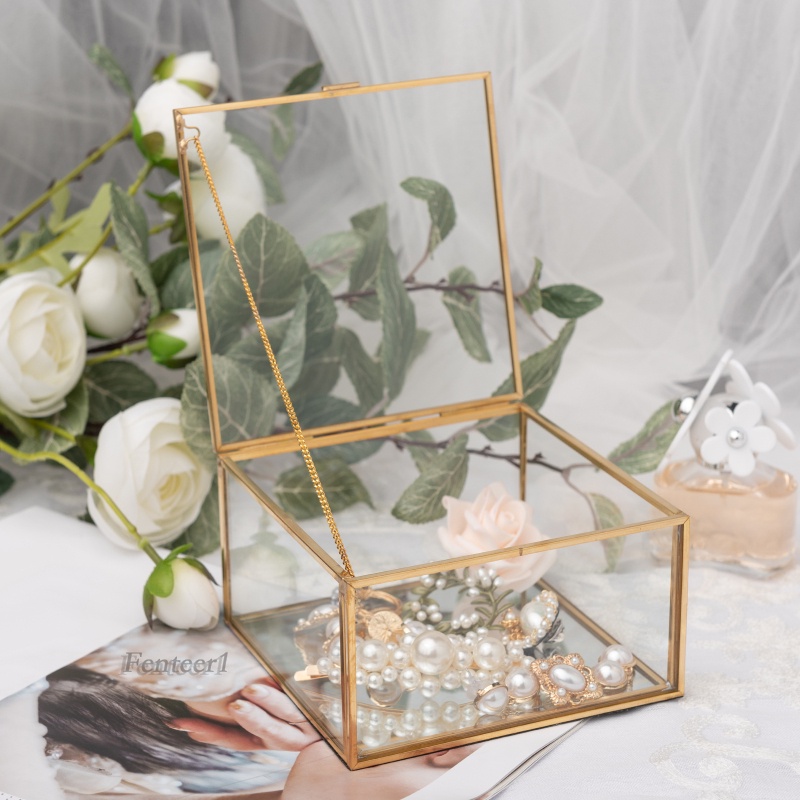 (Hàng Mới Về) 1 Hộp Thủy Tinh Hình Vuông Đựng Trang Sức Tiện Dụng