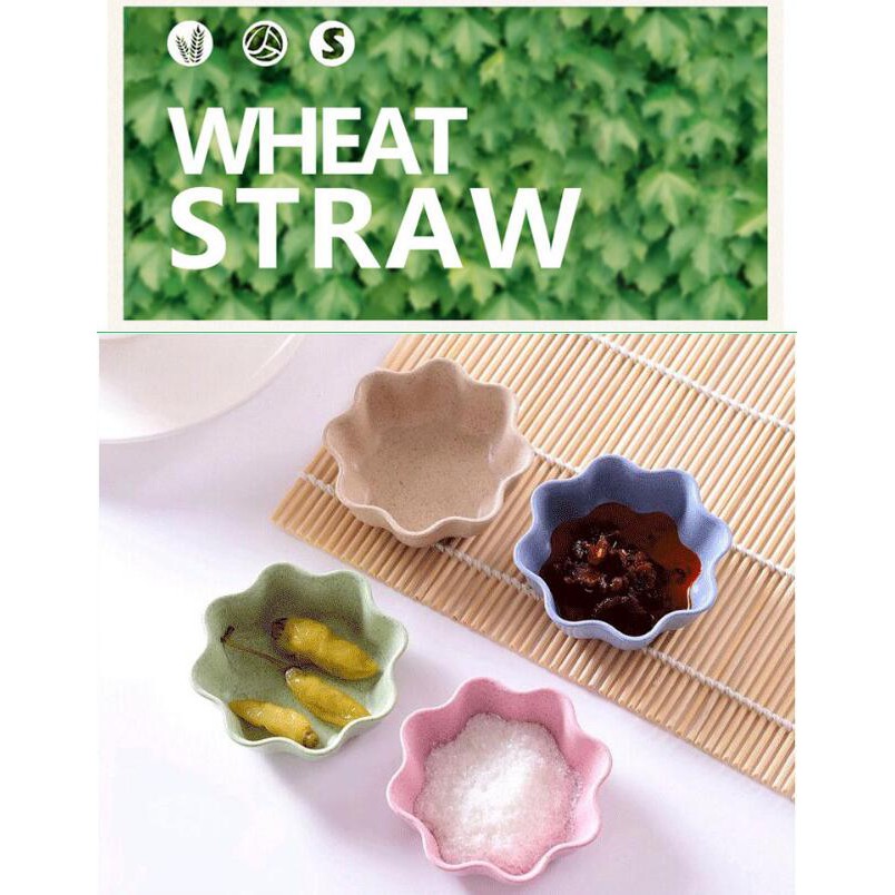Bộ 4 Đĩa chấm làm từ sợi lúa mì Wheat straw hình hoa mai