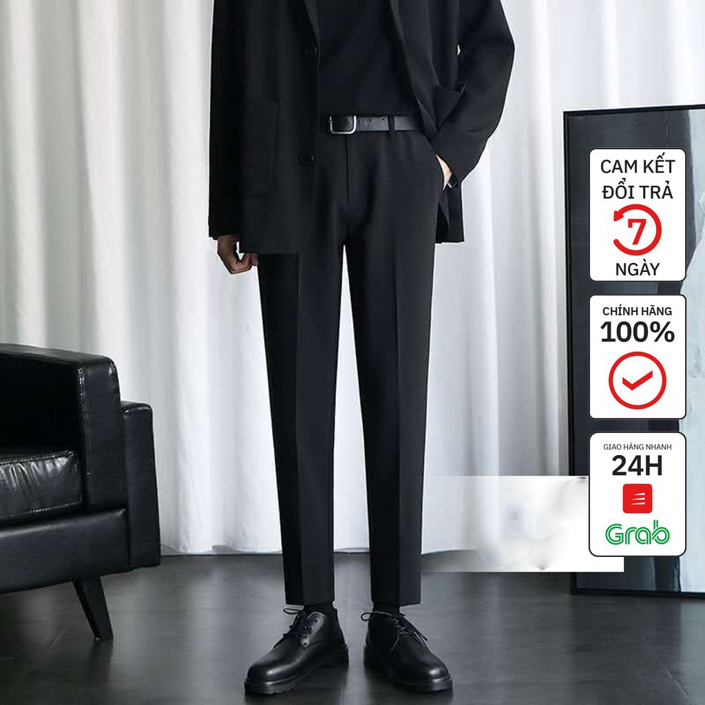 Quần tây nam kiểu dang baggy ống côn vải co giãn