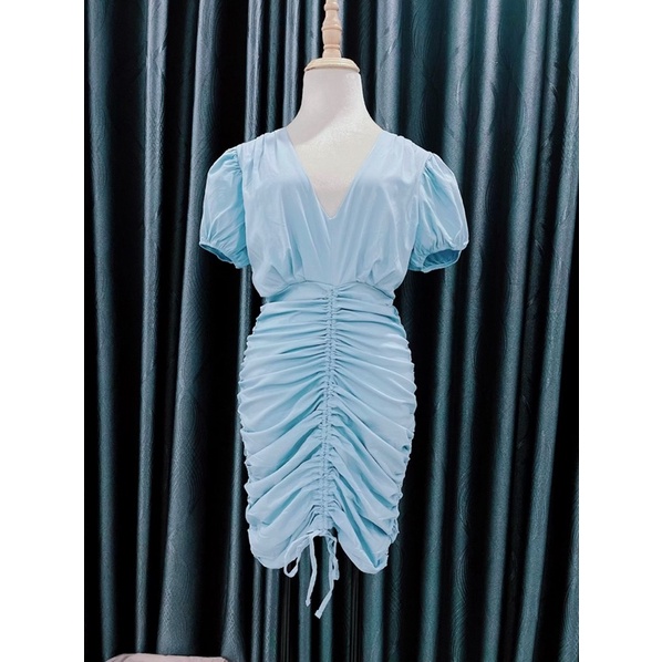 Đầm body nhún dây rút xuất dư xịn