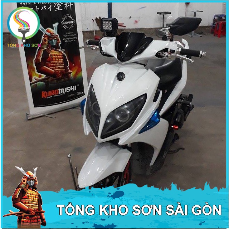 Bình sơn xịt Samurai màu Trắng White 102  Dung tích chai xit 400 ml dùng cho xe máy
