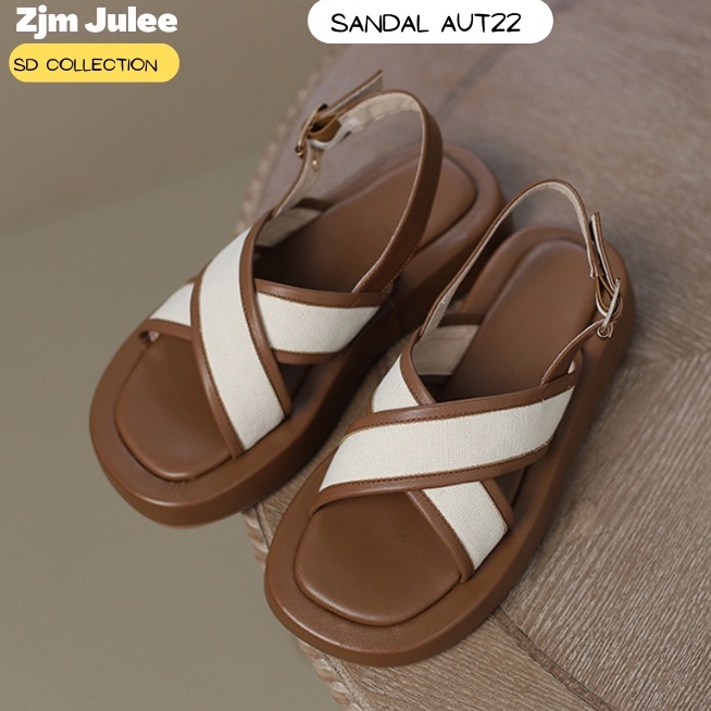 Giày sandal quai hậu nữ AUT22 đế 3cm cao cấp - dép quai chéo phối đồ siêu đẹp