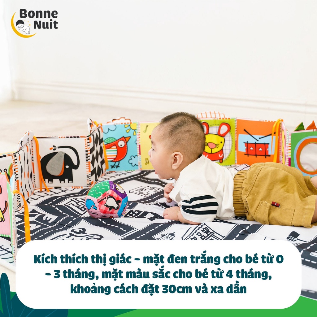 Sách Vải kiêm Quây cũi Kích thích thị giác cho bé Lalala Baby 3in1