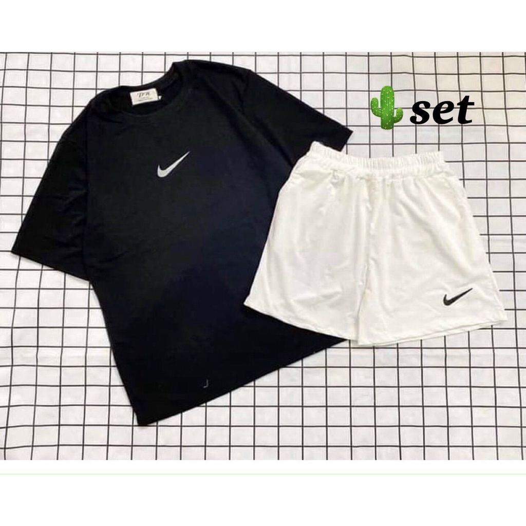 set áo thun dấu móc quần đùi short thể thao pc