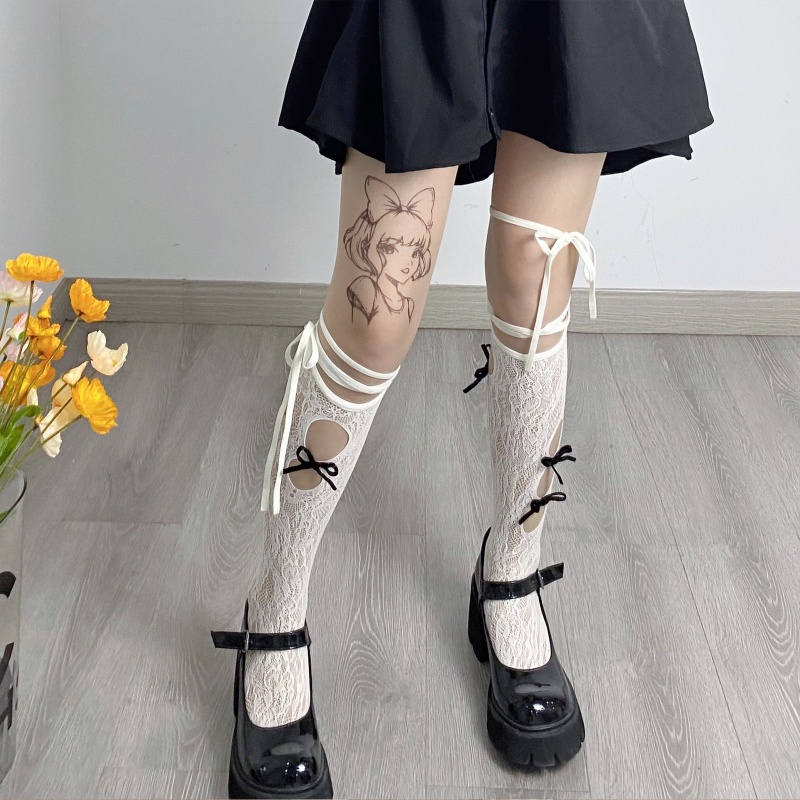 XIXI Vớ Ren Rỗng Phối Nơ Phong Cách Lolita Ngọt Ngào Cho Nữ