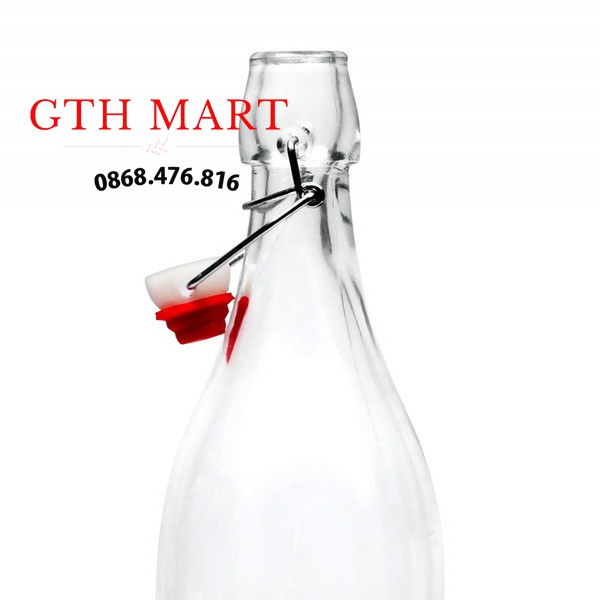 CHAI THUỶ TINH TRÒN NÚT GÀI 500ml-Đựng Sữa, Mật Ong,Nước Trái Cây Lên Men-GTH Mart