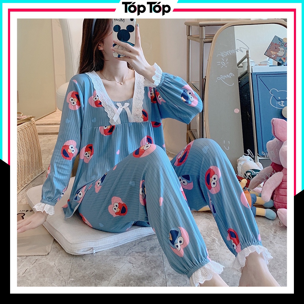 Đồ ngủ nữ pijama dài tay chất cotton cao cấp mặc nhà dễ thương TDD03