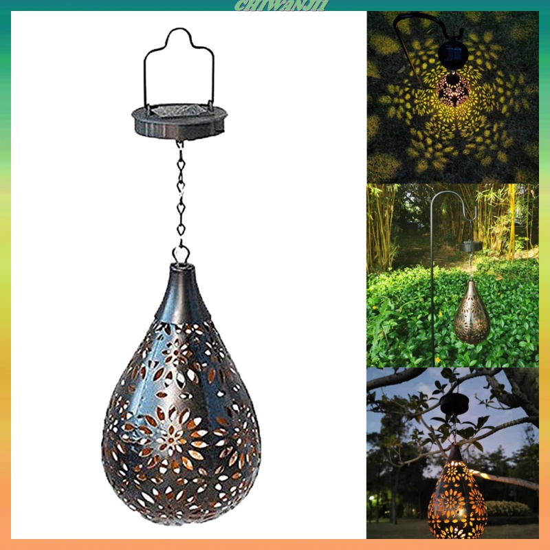 [CHIWANJI1]Solar Light Garden Hanging Lamp Outdoor Patio Lantern Waterproof Black