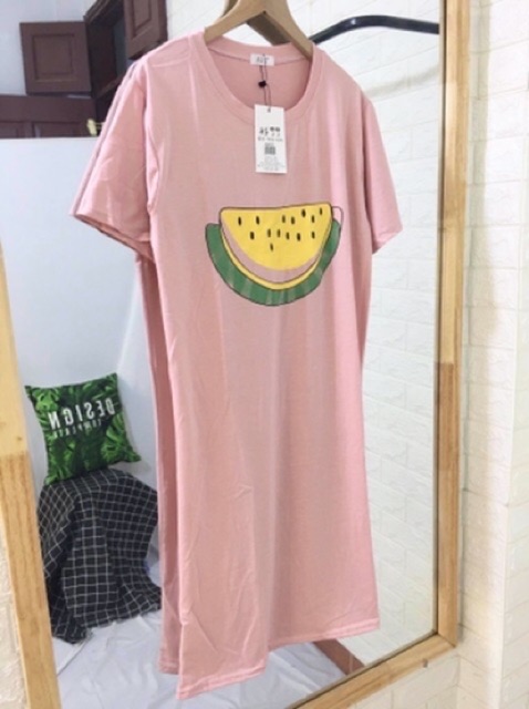 Váy suông cộc tay in hình hoa quả nhiều màu chất cotton | BigBuy360 - bigbuy360.vn