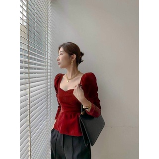 ÁO PEPLUM NHUNG CỔ U