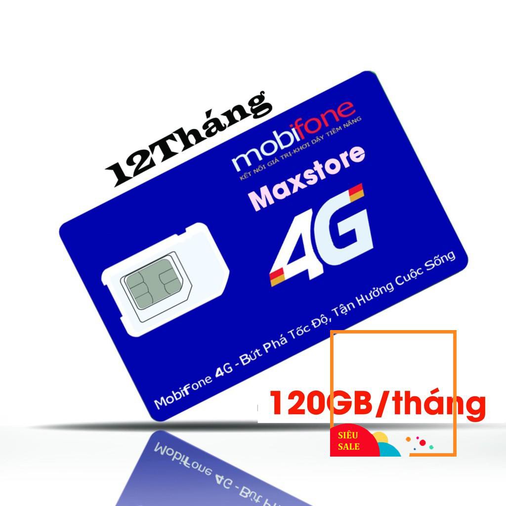 Sim 4G 10 số Mobifone C120 gói 120GB/tháng.Miễn phí cuộc gọi nội mạng + 50 phút gọi ngoại mạng MAXSTORE