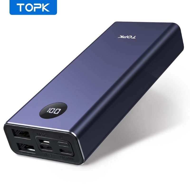 Pin Dự Phòng TOPK I1008C vỏ kim loại 10000mAh Có Màn Hình Điện Tử