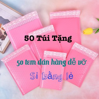 (Tặng kèm tem dán Hàng Dễ Vỡ)10 Túi gói hàng xốp bong bóng chống sốc