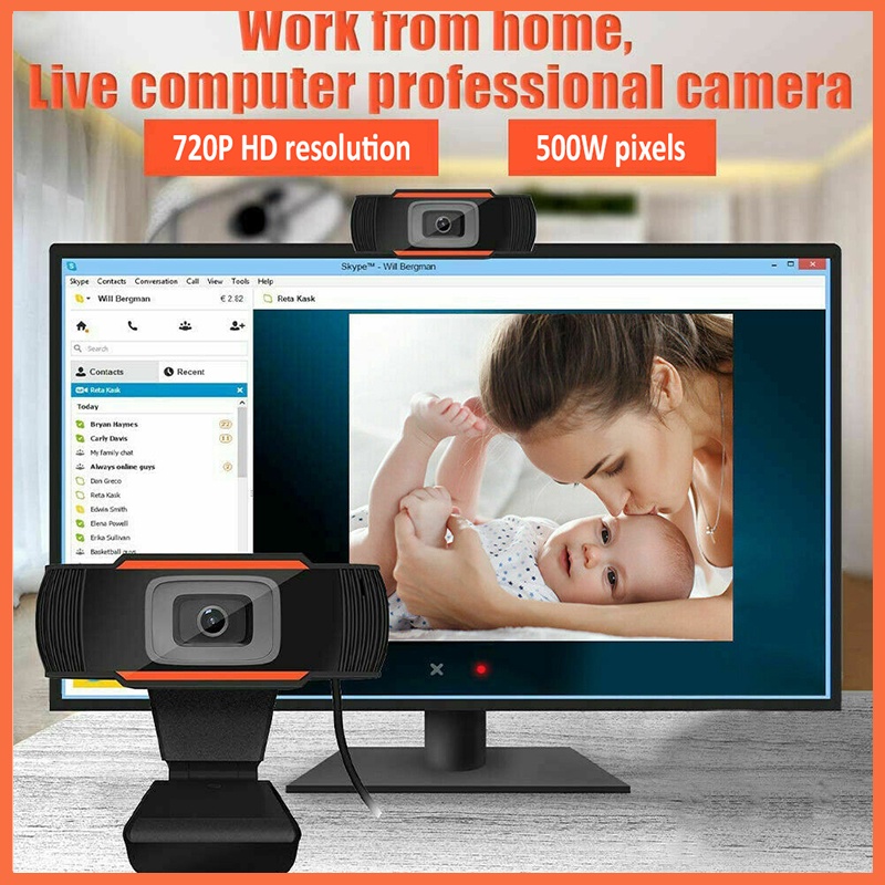 Webcam Hd 1080p Có Thể Xoay Kèm Mic Cho Máy Tính Để Bàn