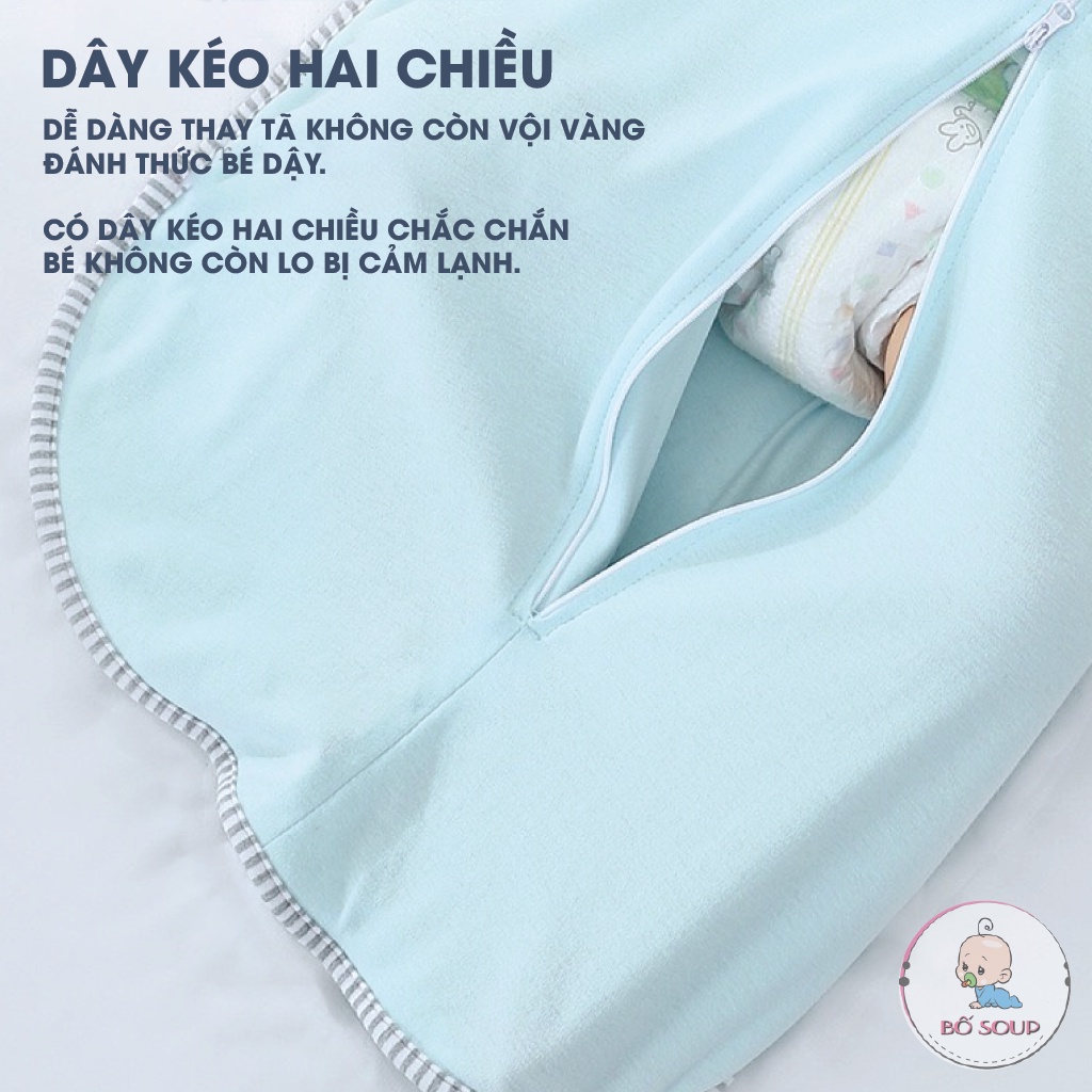 Túi ngủ cho bé chất liệu cotton mềm mại thấm hút Shop Bố Soup