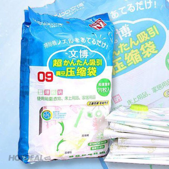 Bộ 8 Túi Hút Chân Không Cất Chăn Màn Quần Áo Gấp Gọn + Tặng Kèm Bơm Tay
